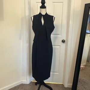 Elegant Navy Blue Sleeveless Dress